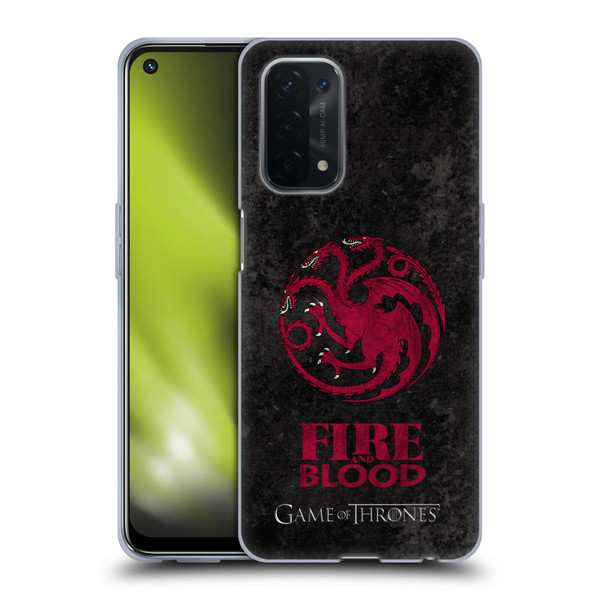 HBO Game of Thrones Dark Distressed Look Sigils Targaryen Soft Gel Case for OPPO A54 5G
