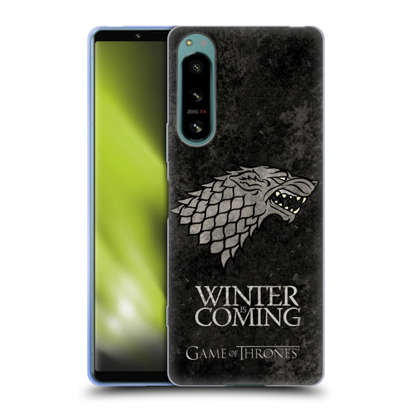HBO Game of Thrones Dark Distressed Look Sigils Stark Soft Gel Case for Sony Xperia 5 IV