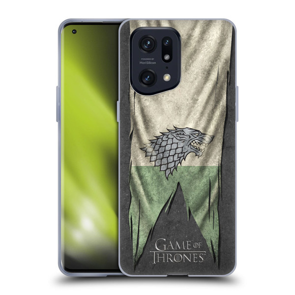 HBO Game of Thrones Sigil Flags Stark Soft Gel Case for OPPO Find X5 Pro