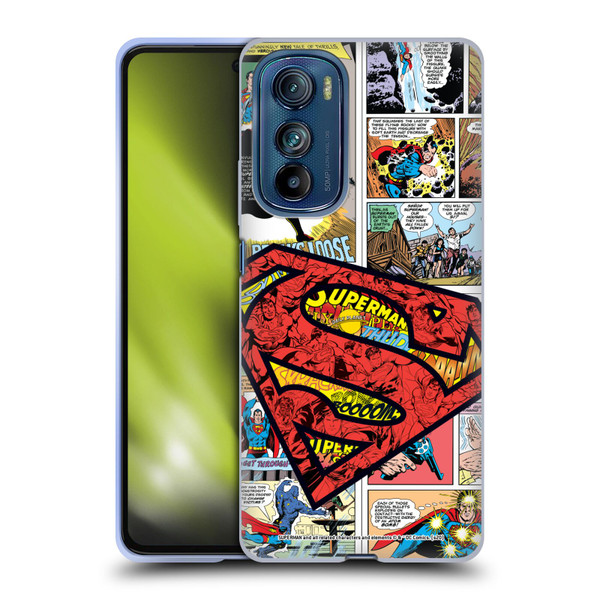Superman DC Comics Comicbook Art Oversized Logo Soft Gel Case for Motorola Edge 30