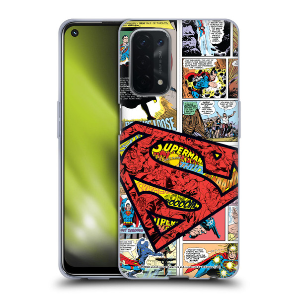Superman DC Comics Comicbook Art Oversized Logo Soft Gel Case for OPPO A54 5G