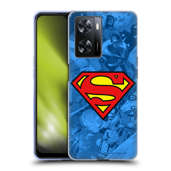 Superman DC Comics Comicbook Art Collage Soft Gel Case for OPPO A57s