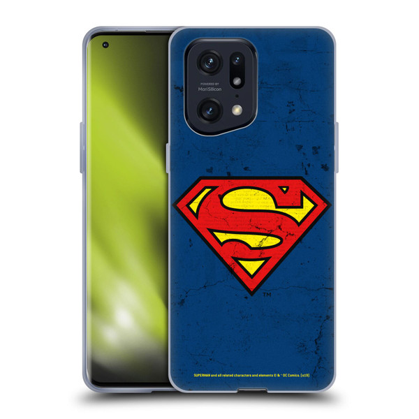 Superman DC Comics Logos Distressed Look Soft Gel Case for OPPO Find X5 Pro