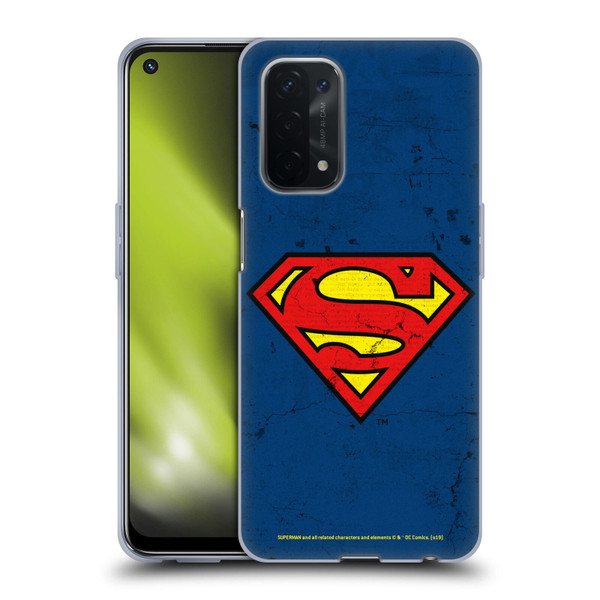 Superman DC Comics Logos Distressed Look Soft Gel Case for OPPO A54 5G