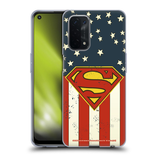 Superman DC Comics Logos U.S. Flag Soft Gel Case for OPPO A54 5G
