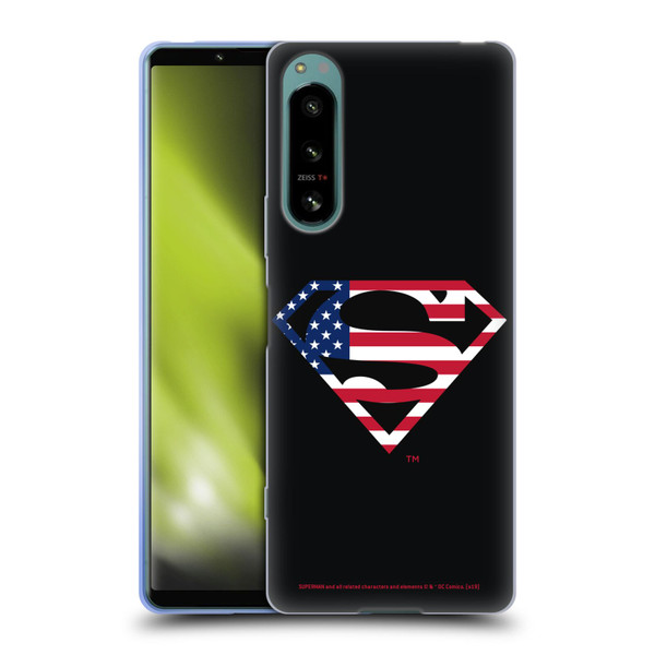 Superman DC Comics Logos U.S. Flag 2 Soft Gel Case for Sony Xperia 5 IV