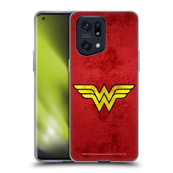 Wonder Woman DC Comics Logos Distressed Look Soft Gel Case for OPPO Find X5 Pro
