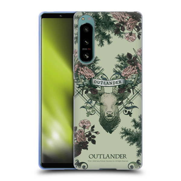 Outlander Composed Graphics Floral Deer Soft Gel Case for Sony Xperia 5 IV