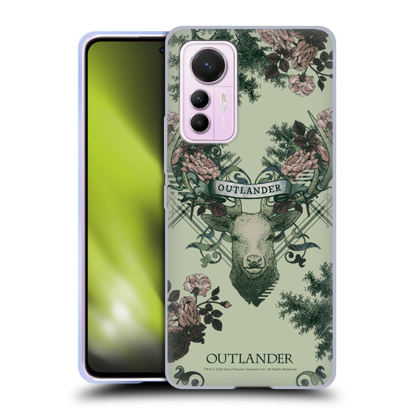 Outlander Composed Graphics Floral Deer Soft Gel Case for Xiaomi 12 Lite