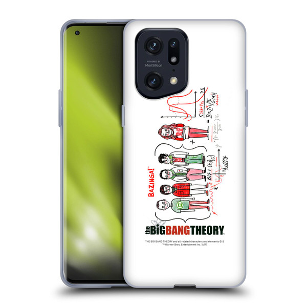 The Big Bang Theory Graphics Arts 2 Doodle Group Soft Gel Case for OPPO Find X5 Pro