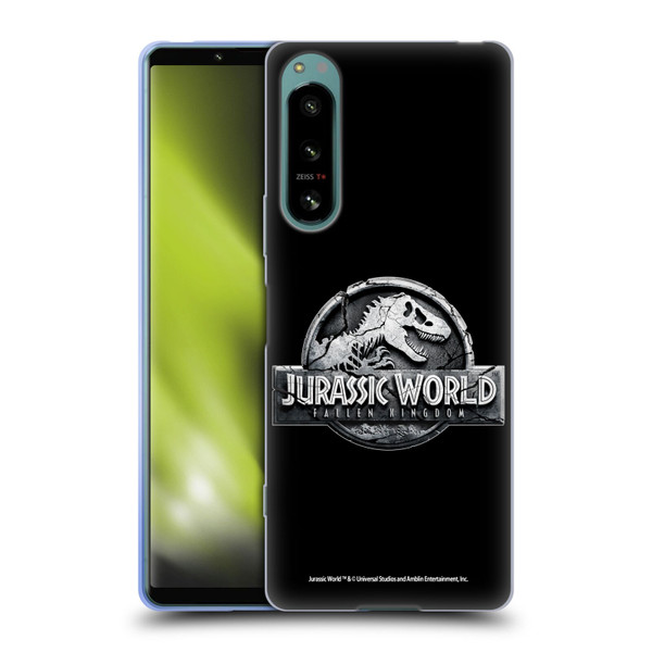 Jurassic World Fallen Kingdom Logo Plain Black Soft Gel Case for Sony Xperia 5 IV
