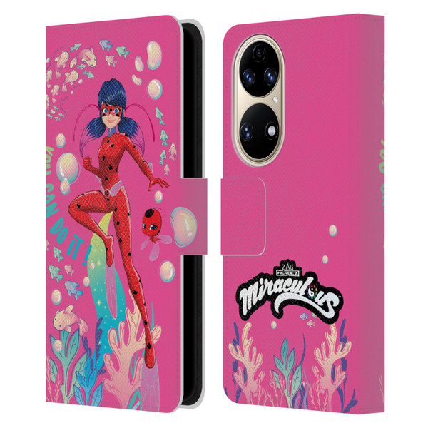 Miraculous Tales of Ladybug & Cat Noir Aqua Ladybug You Can Do It Leather Book Wallet Case Cover For Huawei P50
