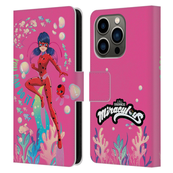 Miraculous Tales of Ladybug & Cat Noir Aqua Ladybug You Can Do It Leather Book Wallet Case Cover For Apple iPhone 14 Pro