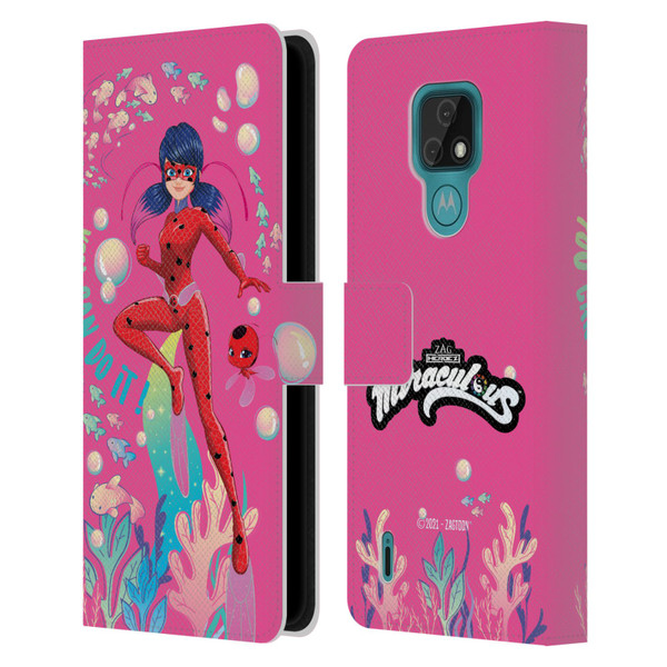 Miraculous Tales of Ladybug & Cat Noir Aqua Ladybug You Can Do It Leather Book Wallet Case Cover For Motorola Moto E7