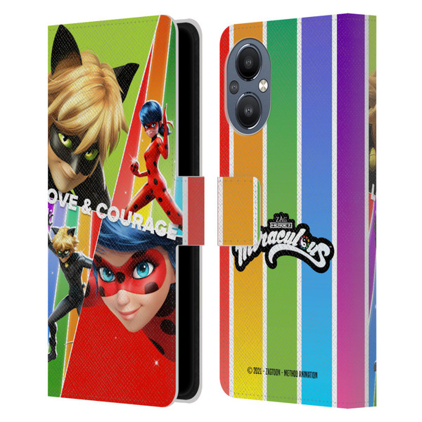 Miraculous Tales of Ladybug & Cat Noir Graphics Love & Courage Leather Book Wallet Case Cover For OnePlus Nord N20 5G