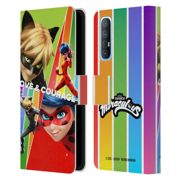 Miraculous Tales of Ladybug & Cat Noir Graphics Love & Courage Leather Book Wallet Case Cover For OPPO Find X2 Neo 5G