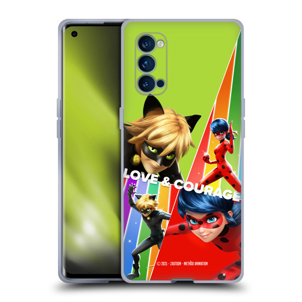Miraculous Tales of Ladybug & Cat Noir Graphics Love & Courage Soft Gel Case for OPPO Reno 4 Pro 5G
