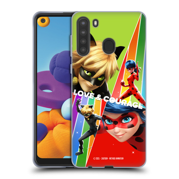 Miraculous Tales of Ladybug & Cat Noir Graphics Love & Courage Soft Gel Case for Samsung Galaxy A21 (2020)