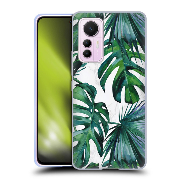 Nature Magick Tropical Palm Leaves On Marble Green Tropics Soft Gel Case for Xiaomi 12 Lite