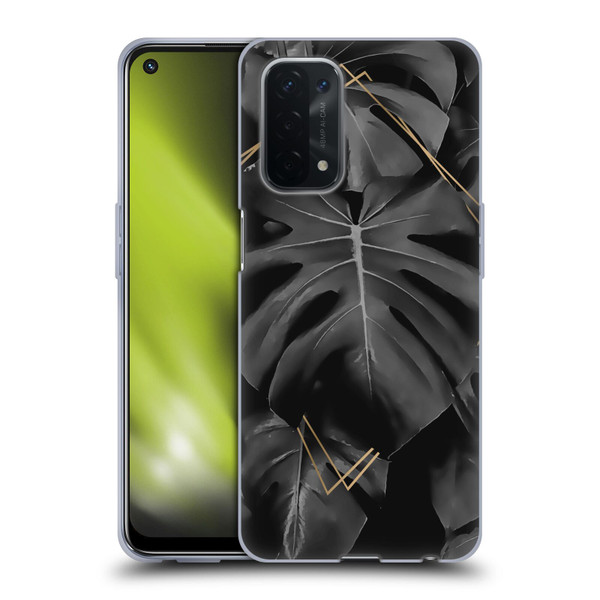 LebensArt Elegance in Black Deep Monstera Soft Gel Case for OPPO A54 5G