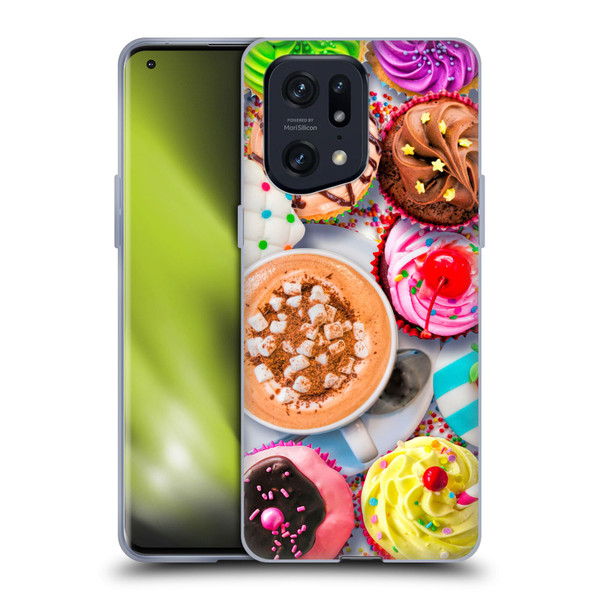 Aimee Stewart Colourful Sweets Cupcakes And Cocoa Soft Gel Case for OPPO Find X5 Pro