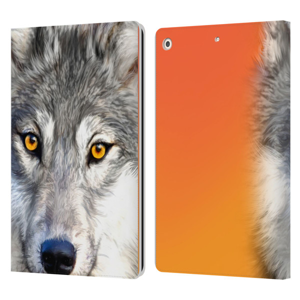 Aimee Stewart Animals Autumn Wolf Leather Book Wallet Case Cover For Apple iPad 10.2 2019/2020/2021