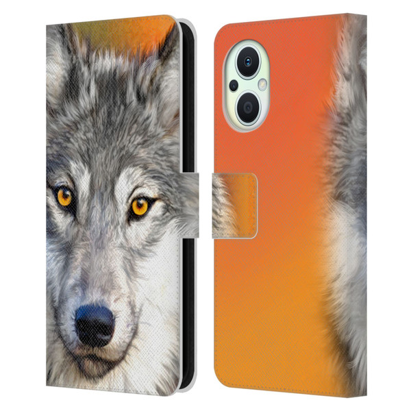 Aimee Stewart Animals Autumn Wolf Leather Book Wallet Case Cover For OPPO Reno8 Lite