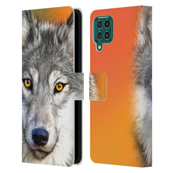 Aimee Stewart Animals Autumn Wolf Leather Book Wallet Case Cover For Samsung Galaxy F62 (2021)