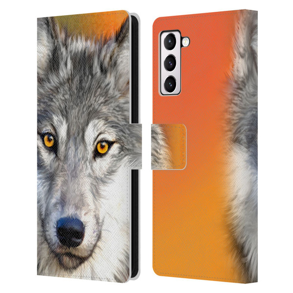 Aimee Stewart Animals Autumn Wolf Leather Book Wallet Case Cover For Samsung Galaxy S21+ 5G