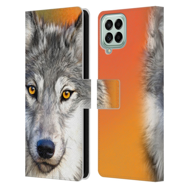 Aimee Stewart Animals Autumn Wolf Leather Book Wallet Case Cover For Samsung Galaxy M33 (2022)