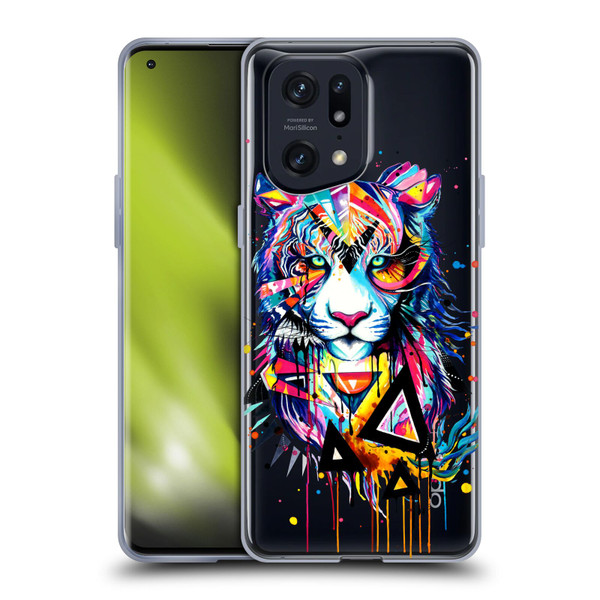 Pixie Cold Cats Shattered Tiger Soft Gel Case for OPPO Find X5 Pro