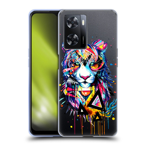 Pixie Cold Cats Shattered Tiger Soft Gel Case for OPPO A57s