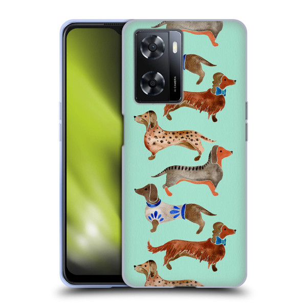 Cat Coquillette Animals Blue Dachshunds Soft Gel Case for OPPO A57s
