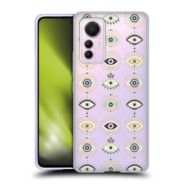 Cat Coquillette Linear White Evil Eyes Pattern Soft Gel Case for Xiaomi 12 Lite