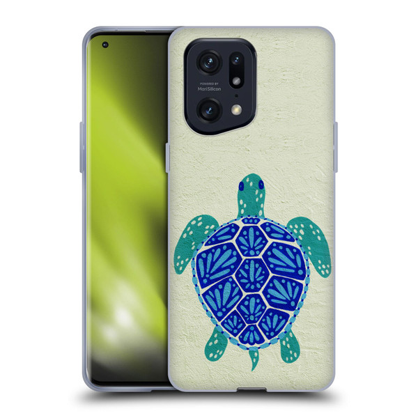 Cat Coquillette Sea Turtle Blue Soft Gel Case for OPPO Find X5 Pro