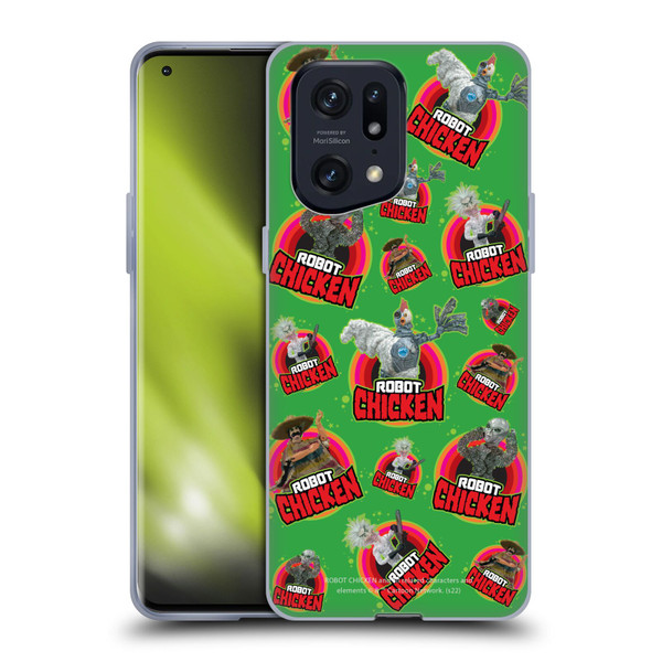 Robot Chicken Graphics Icons Soft Gel Case for OPPO Find X5 Pro