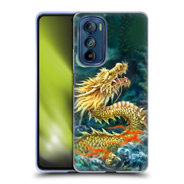 Kayomi Harai Animals And Fantasy Asian Dragon In The Moon Soft Gel Case for Motorola Edge 30