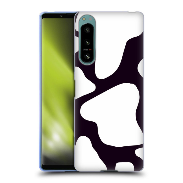 Grace Illustration Cow Prints Black And White Soft Gel Case for Sony Xperia 5 IV
