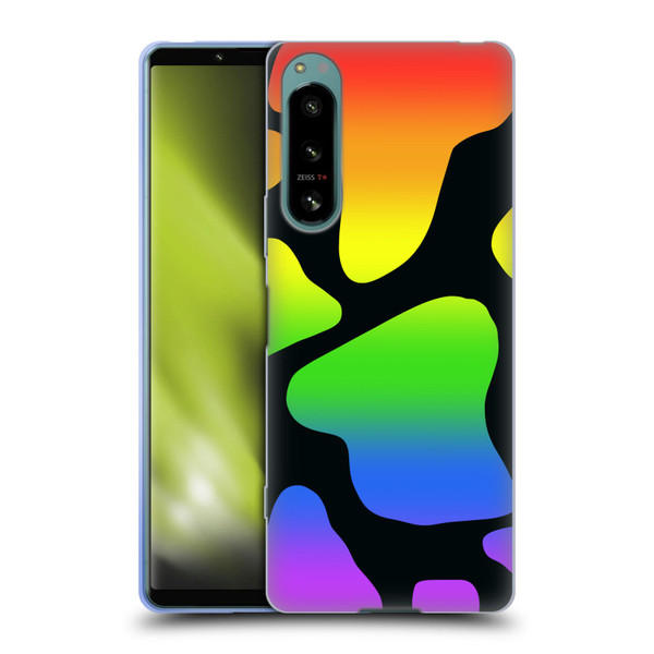 Grace Illustration Cow Prints Rainbow Soft Gel Case for Sony Xperia 5 IV