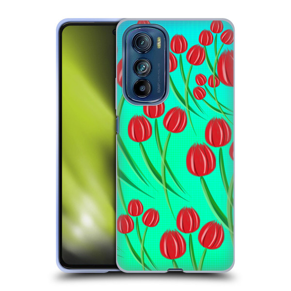 Grace Illustration Lovely Floral Red Tulips Soft Gel Case for Motorola Edge 30