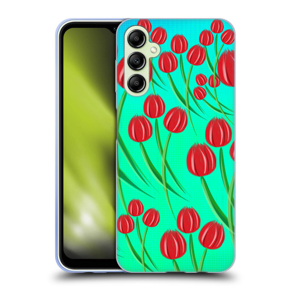Grace Illustration Lovely Floral Red Tulips Soft Gel Case for Samsung Galaxy A14 5G