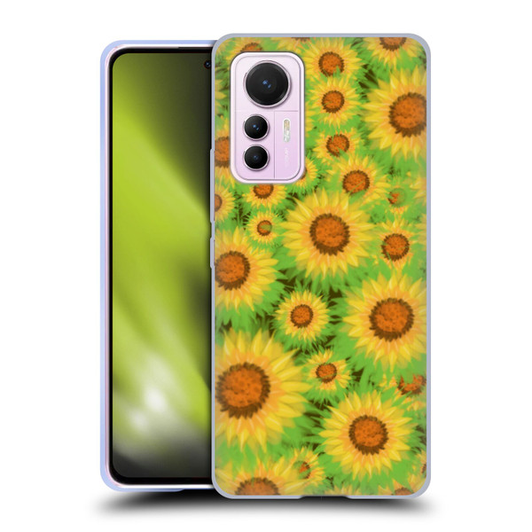 Grace Illustration Lovely Floral Sunflower Soft Gel Case for Xiaomi 12 Lite