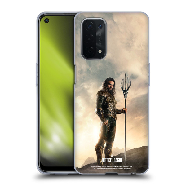 Justice League Movie Character Posters Aquaman Soft Gel Case for OPPO A54 5G