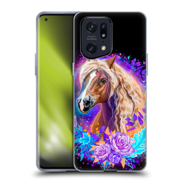 Sheena Pike Animals Purple Horse Spirit With Roses Soft Gel Case for OPPO Find X5 Pro