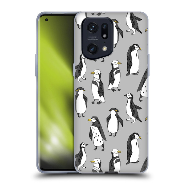 Andrea Lauren Design Birds Gray Penguins Soft Gel Case for OPPO Find X5 Pro