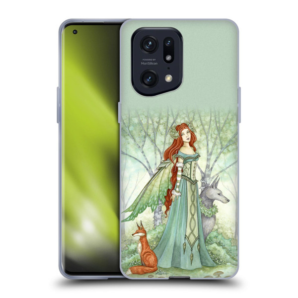 Amy Brown Magical Fairies Woodland Fairy With Fox & Wolf Soft Gel Case for OPPO Find X5 Pro