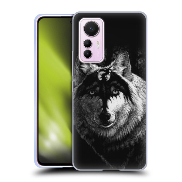 Stanley Morrison Black And White Gray Wolf With Dragon Marking Soft Gel Case for Xiaomi 12 Lite