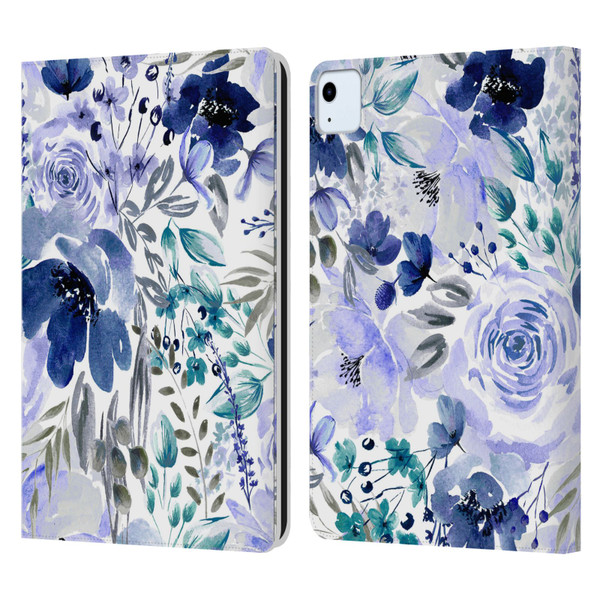 Anis Illustration Bloomers Indigo Leather Book Wallet Case Cover For Apple iPad Air 11 2020/2022/2024