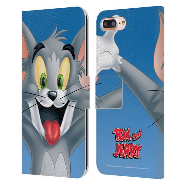 Tom and Jerry Full Face Tom Leather Book Wallet Case Cover For Apple iPhone 7 Plus / iPhone 8 Plus