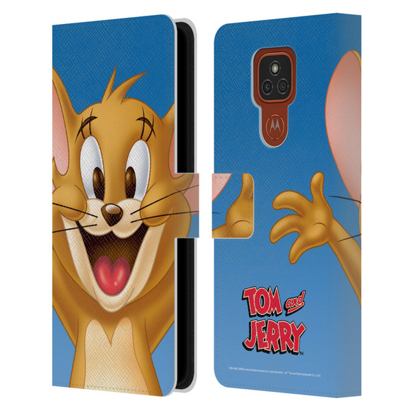 Tom and Jerry Full Face Jerry Leather Book Wallet Case Cover For Motorola Moto E7 Plus